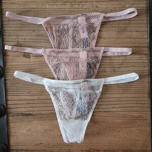 Victoria's Secret V-String Thong 3 piece bundle sz Small New